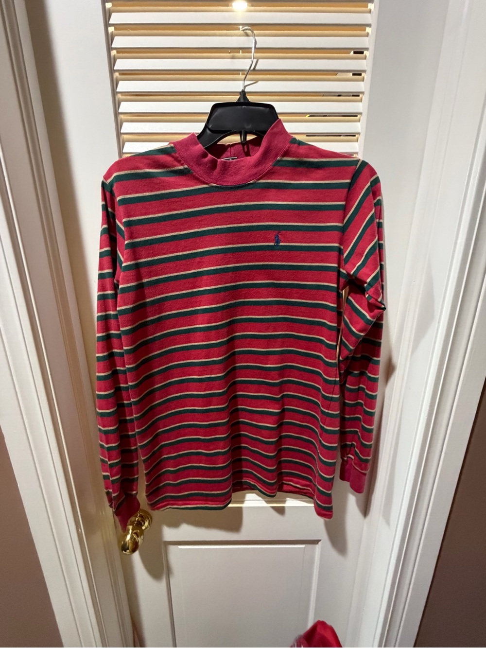 Vintage L youth Red & Green Striped Long-Sleeve shirt - Polo by Ralph Lauren